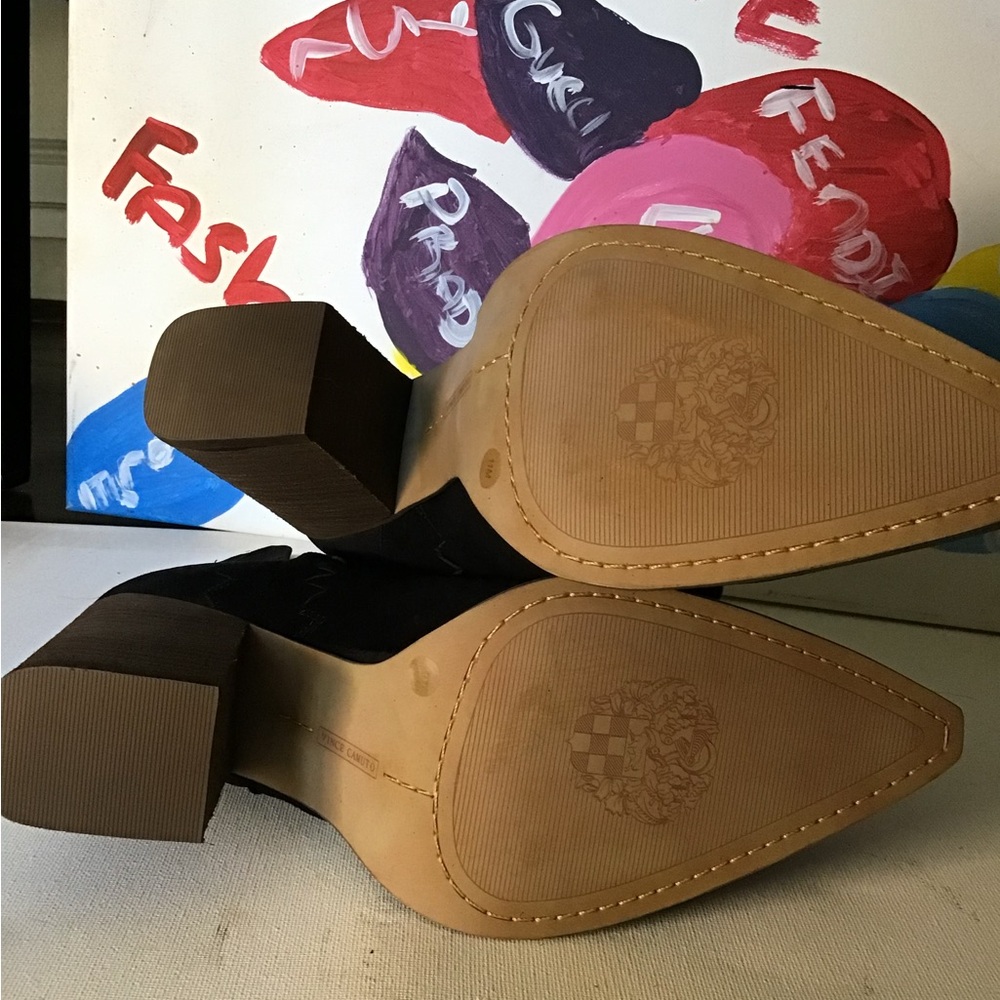 Vince Camuto Suede Block Heel Booties Size 11 - image 6